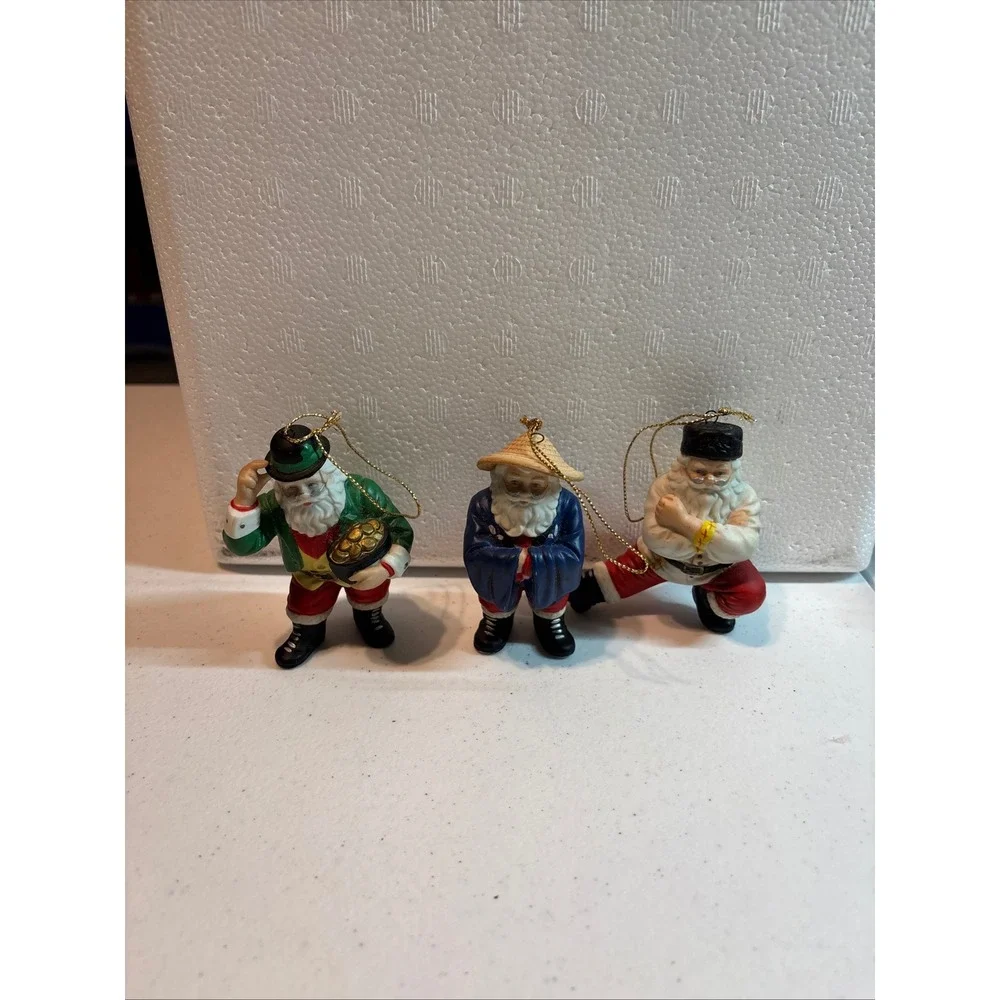 Set of 3 Vintage Danbury‎ Mint Santa Claus Around the World Christmas Ornaments